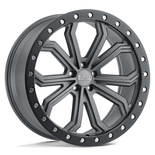 Black Rhino TRABUCO 22X10 40 5X112/5X112 MATTE GUNMETAL W/ BLACK RING & SILVER BOLTS