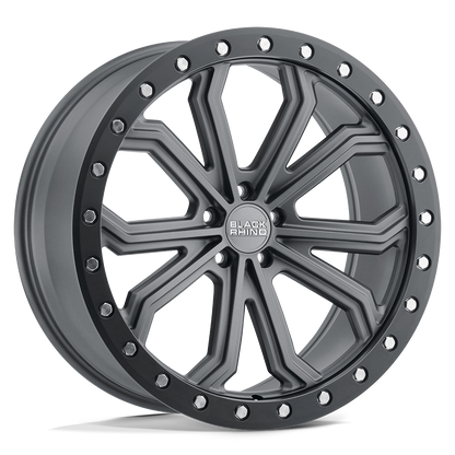 Black Rhino TRABUCO 20X10 30 5X127/5X5.0 MATTE GUNMETAL W/ BLACK RING & SILVER BOLTS