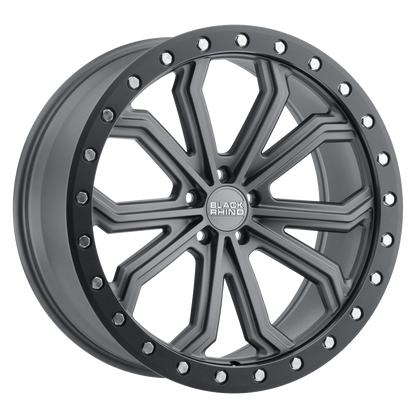 Black Rhino TRABUCO 18X8 35 5X114.3/5X4.5 MATTE GUNMETAL W/ BLACK RING & SILVER BOLTS