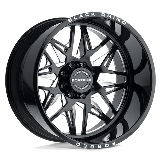 Black Rhino TWISTER 24X14 -76 8X180/8X180 GLOSS BLACK W/ MILLED SPOKES DIRECTIONAL
