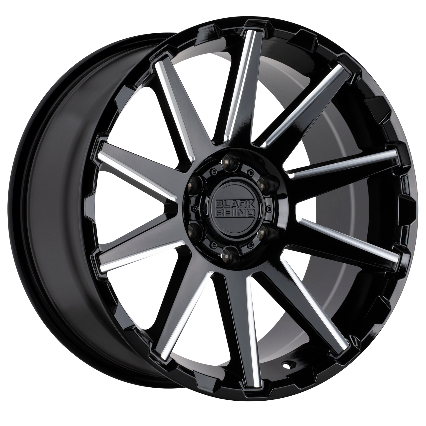 Black Rhino TYPHOON 18X9.5 12 6X135/6X135 GLOSS BLACK W/ MILLED SPOKES