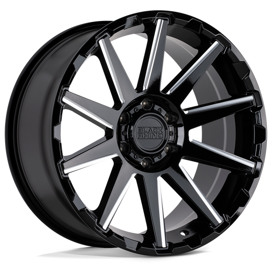 Black Rhino TYPHOON 17X9.5 12 6X135/6X135 GLOSS BLACK W/ MILLED SPOKES