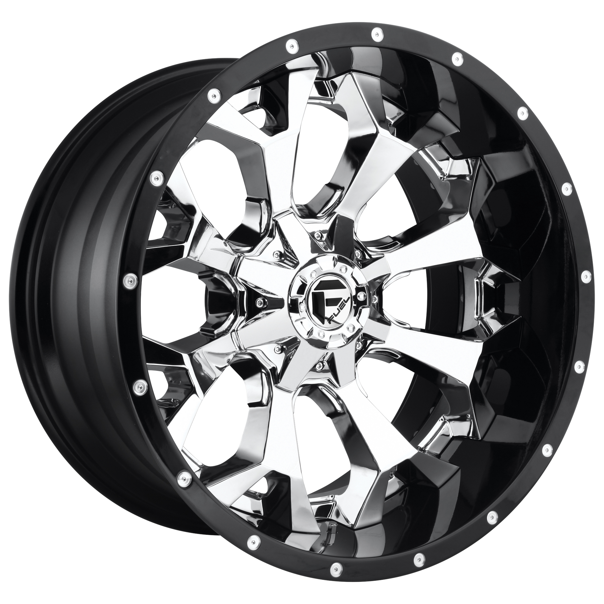 ASSAULT 22x10 6x135.00/6x139.70 CHROME PLATED GLOSS BLACK LIP (-13 mm) - Tires and Engine Performance