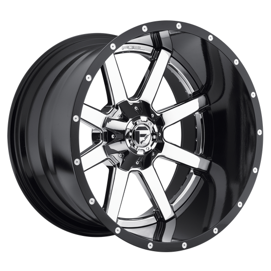 MAVERICK 24x12 6x135.00/6x139.70 CHROME PLATED GLOSS BLACK LIP (-44 mm) - Tires and Engine Performance
