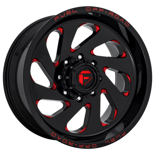 VORTEX 22x12 5x127.00 GLOSS BLACK RED TINTED CLEAR (-44 mm) - Tires and Engine Performance