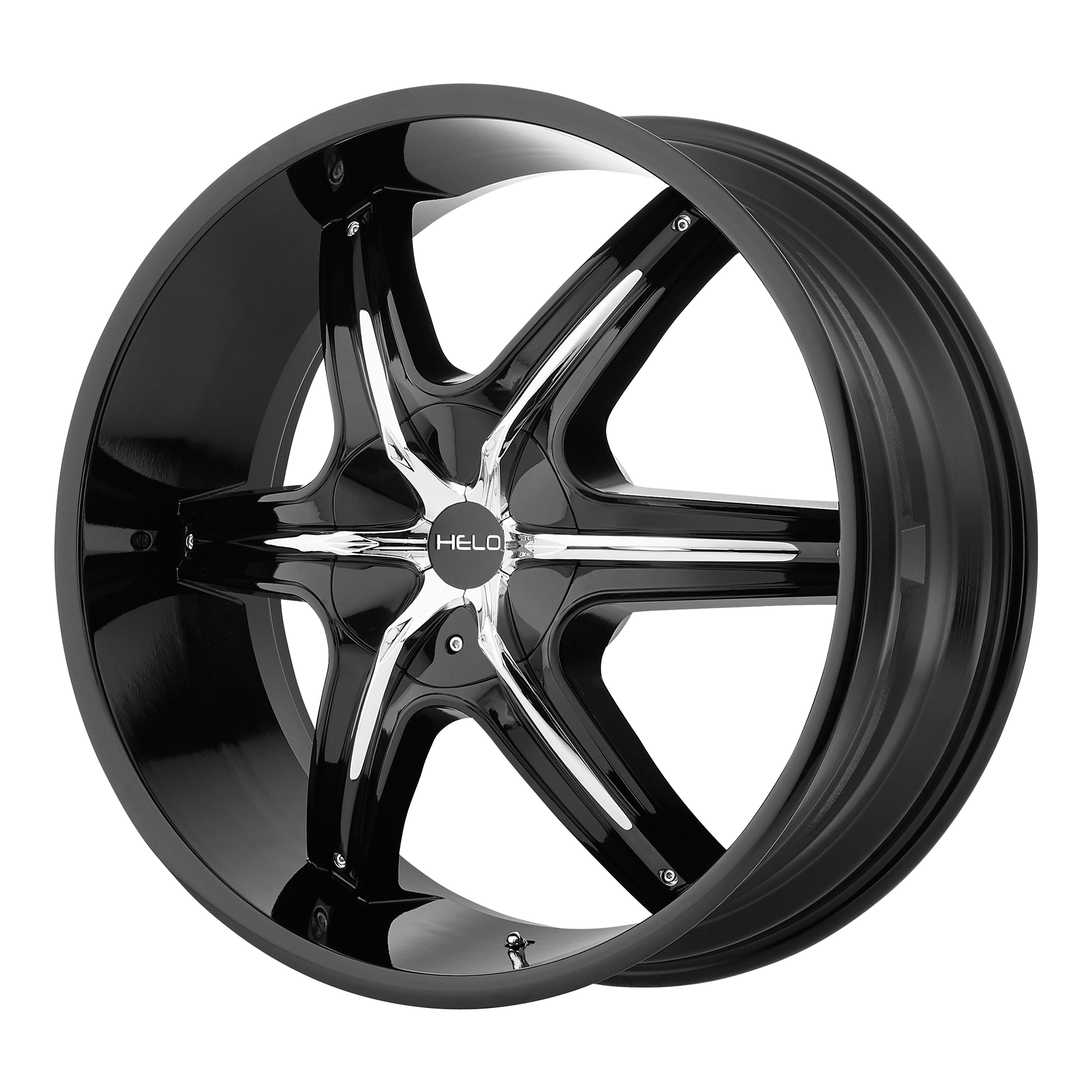 HE891 20x8.5 5x115.00/5x120.65 GLOSS BLACK W/ GLOSS BLACK AND CHROME ACCENTS (10 mm) - Tires and Engine Performance