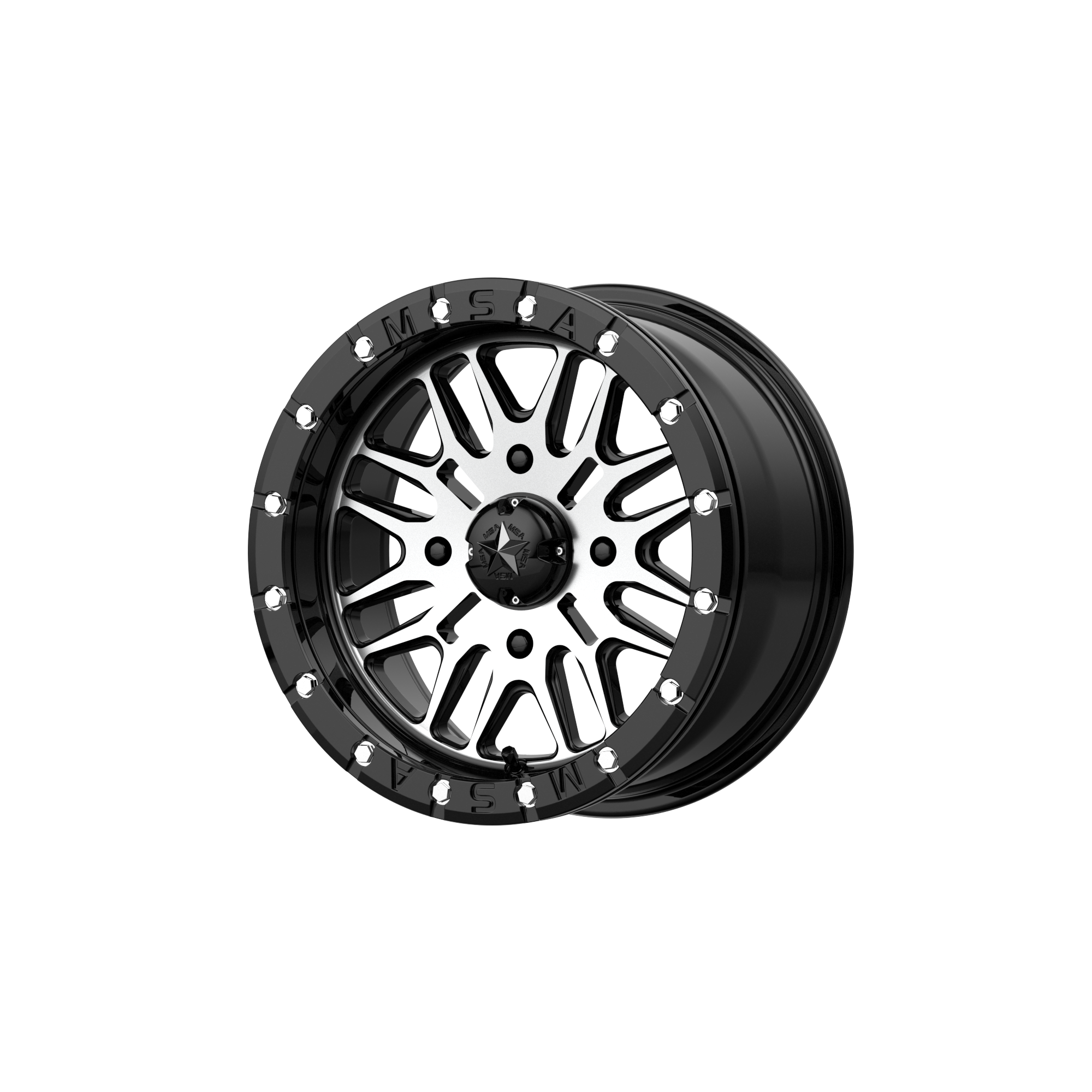 BRUTE BEADLOCK 14x7 4x110.00 GLOSS BLACK MACHINED (10 mm) - Tires and Engine Performance