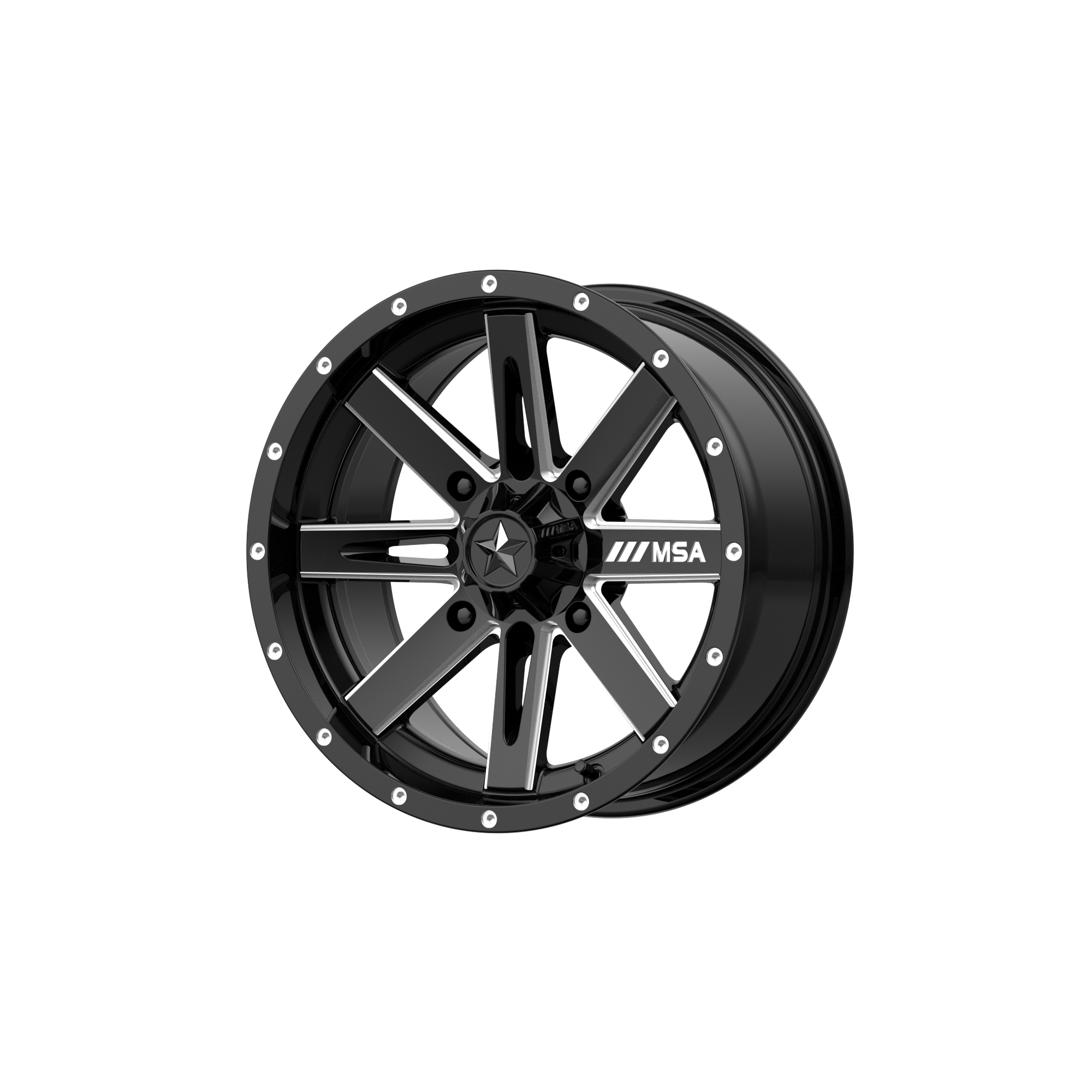 BOXER 15x7 4x110.00 GLOSS BLACK MILLED (10 mm) - Tires and Engine Performance