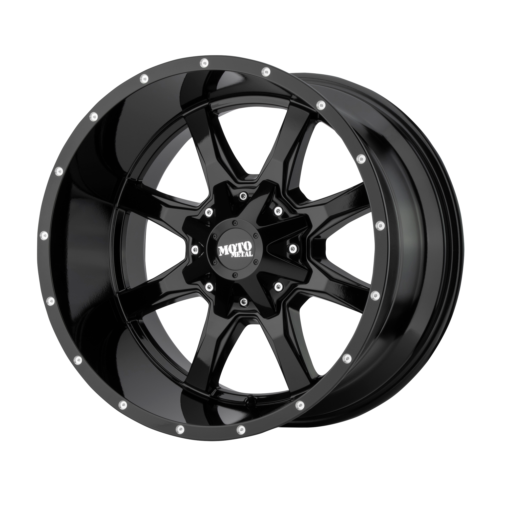 MO970 17x8 6x120.00/6x139.70 GLOSS BLACK W/ MILLED LIP (0 mm) - Tires and Engine Performance