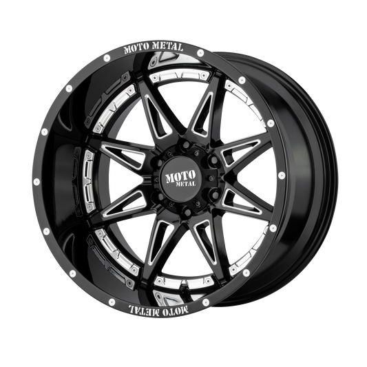 HYDRA 20x12 8x165.10 GLOSS BLACK MILLED (-44 mm) - Tires and Engine Performance