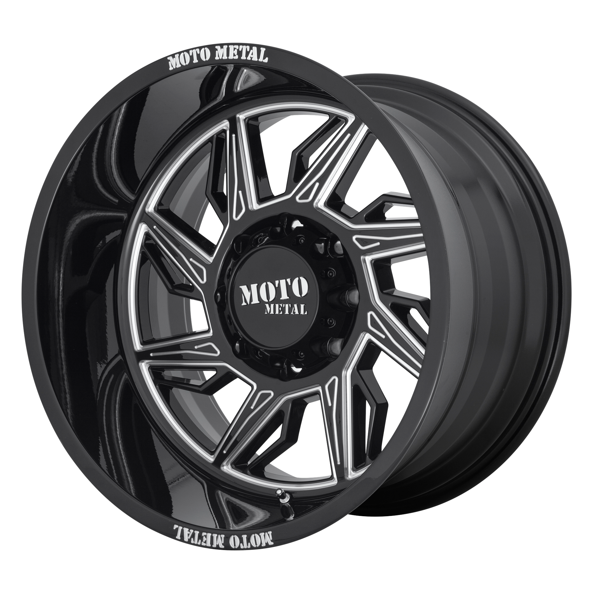 HURRICANE 20x10 5x127.00 GLOSS BLACK MILLED - LEFT DIRECTIONAL (-18 mm) - Tires and Engine Performance