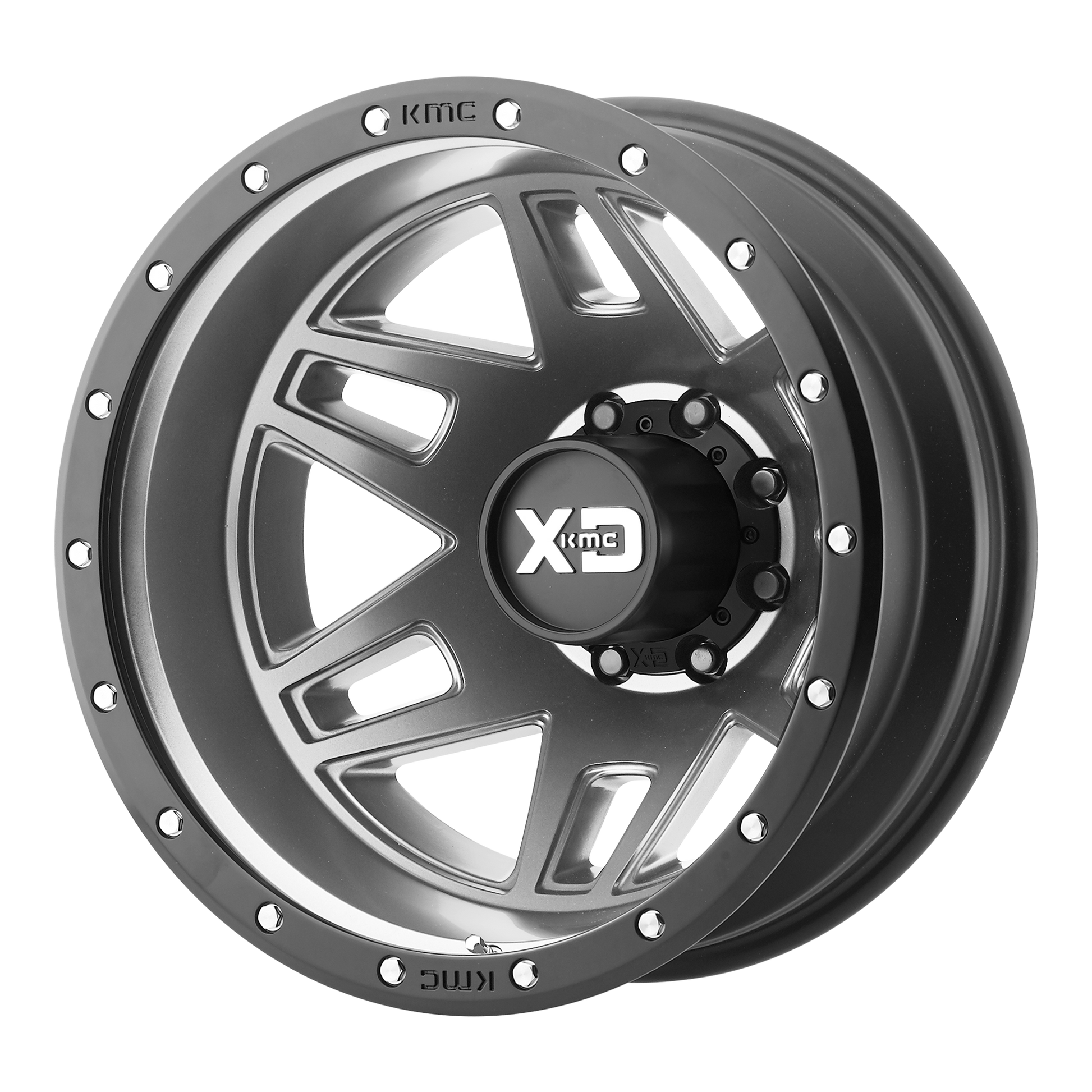 MACHETE DUALLY 20x7.5 8x165.10 MATTE GRAY W/ BLACK RING (142 mm) - Tires and Engine Performance