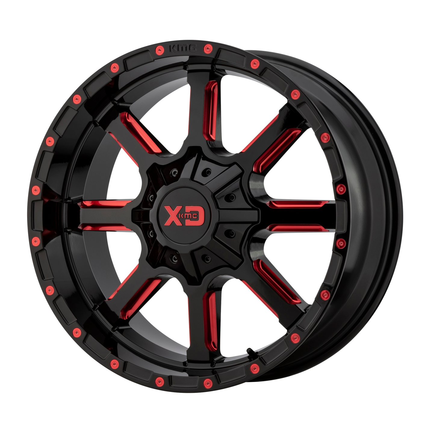 MAMMOTH 20x12 8x180.00 GLOSS BLACK MILLED W/ RED TINT (-44 mm) - Tires and Engine Performance