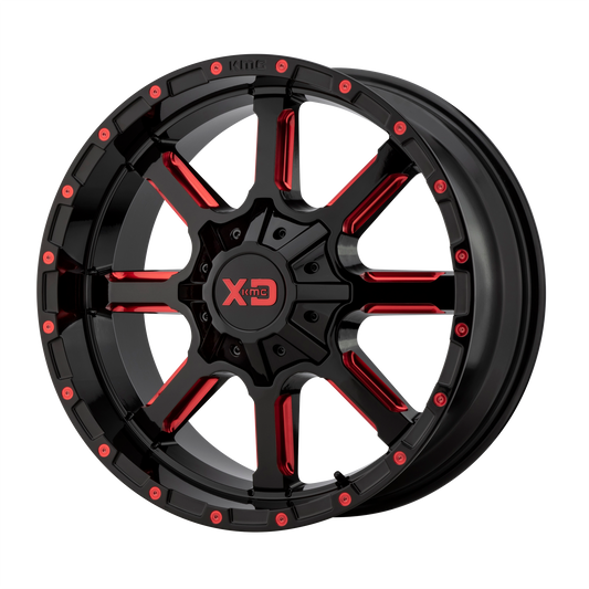 MAMMOTH 22x12 8x180.00 GLOSS BLACK MILLED W/ RED TINT (-44 mm) - Tires and Engine Performance
