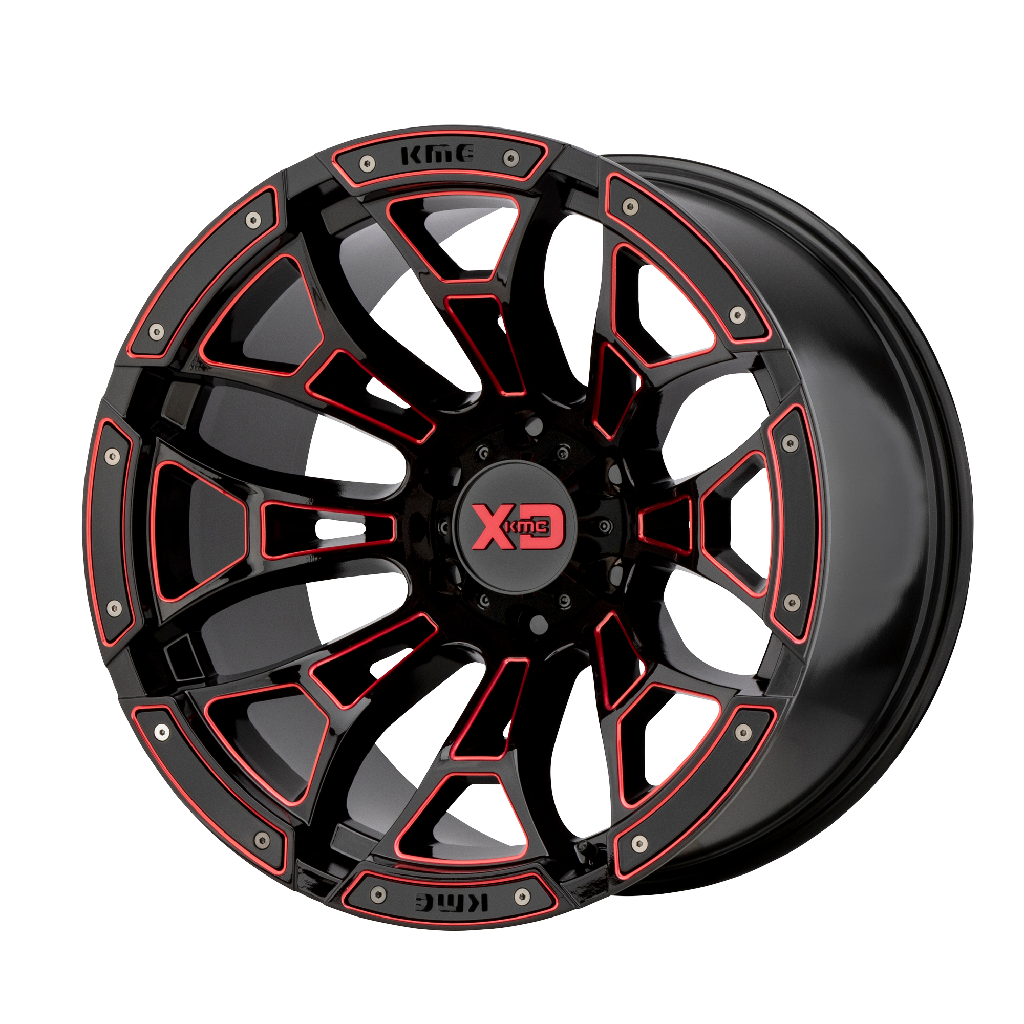 BONEYARD 20x10 6x139.70 GLOSS BLACK MILLED W/ RED TINT (-18 mm) - Tires and Engine Performance
