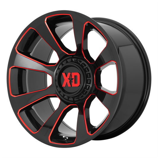 REACTOR 20x9 Blank GLOSS BLACK MILLED W/ RED TINT (18 mm) - Tires and Engine Performance