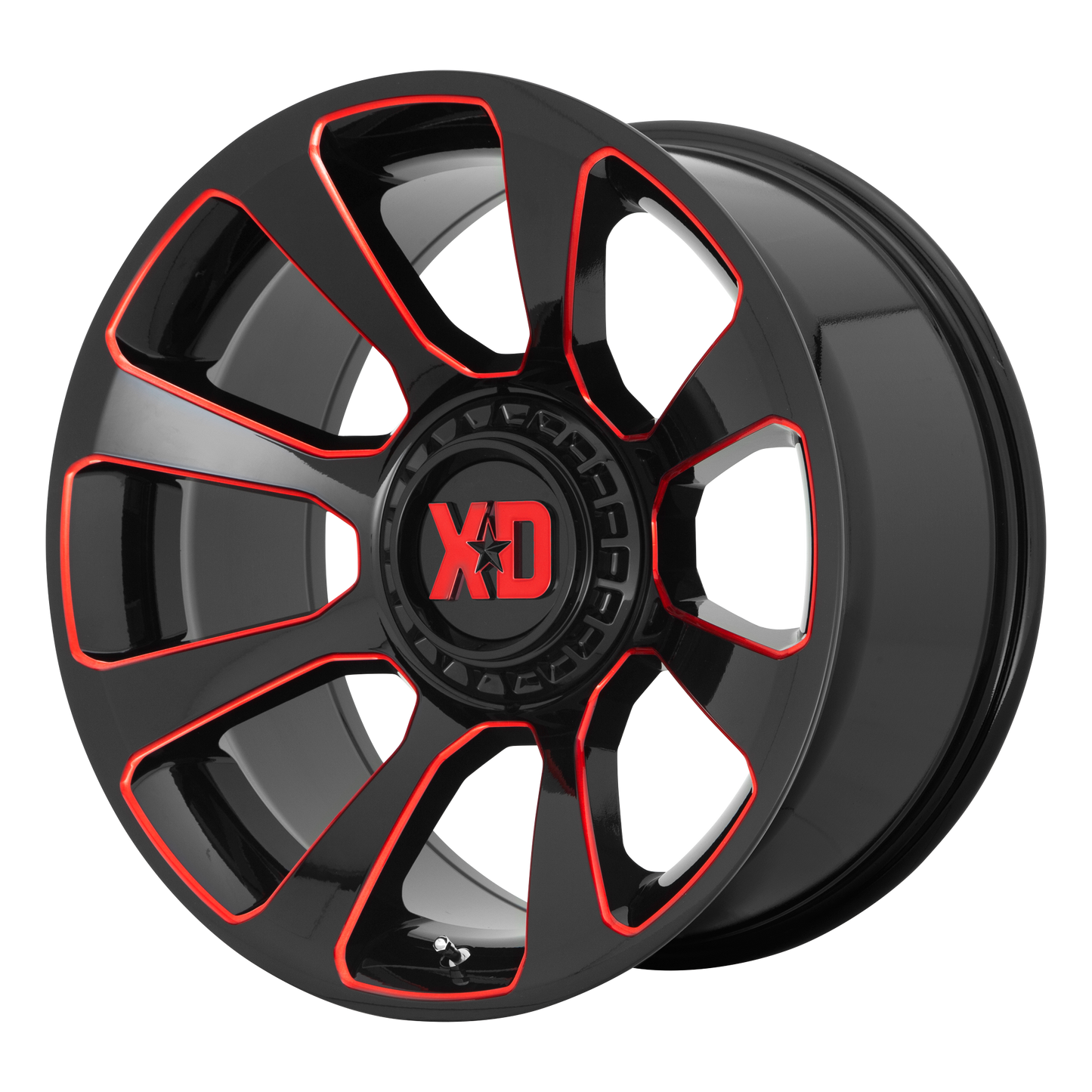 REACTOR 20x9 5x127.00/5x139.70 GLOSS BLACK MILLED W/ RED TINT (18 mm) - Tires and Engine Performance