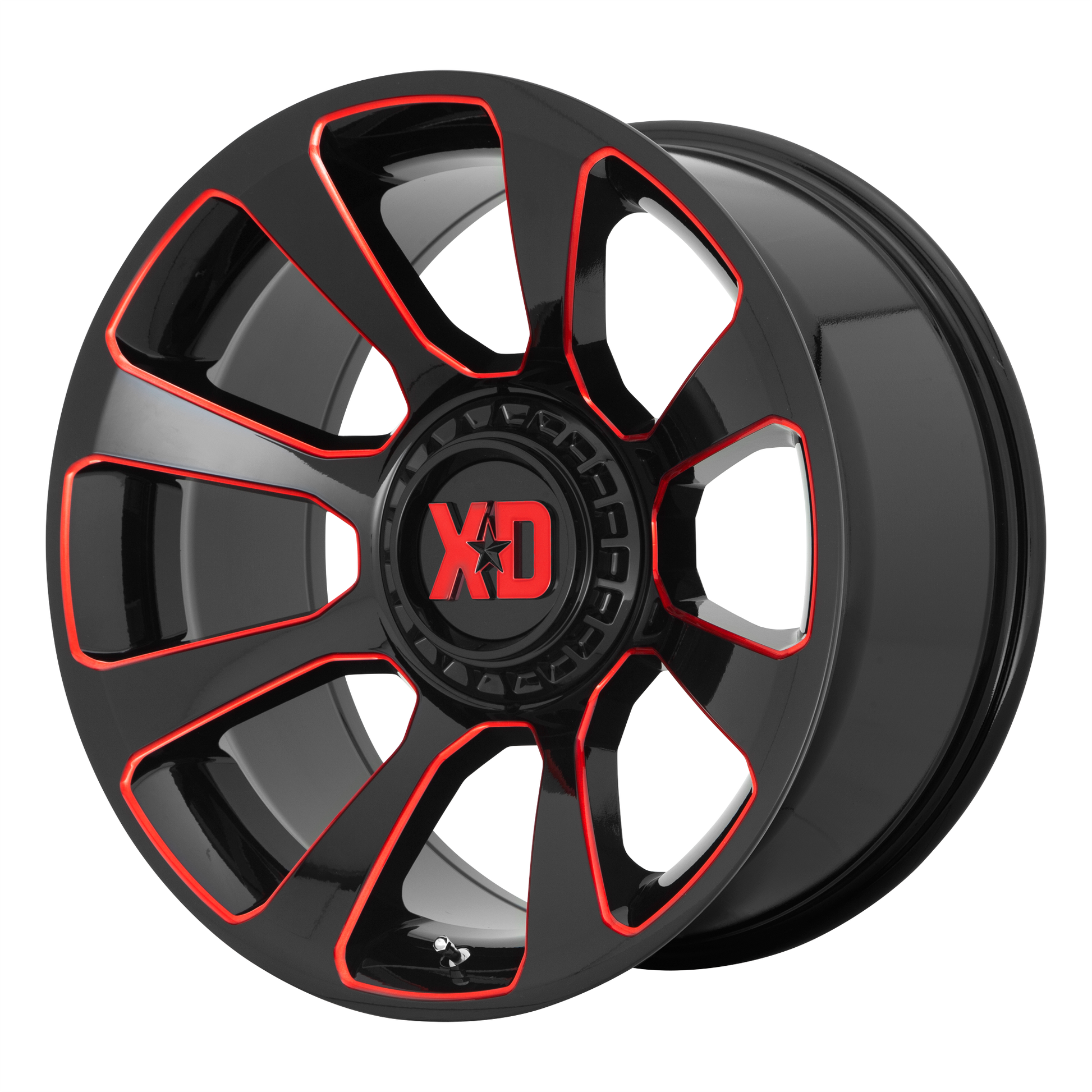 REACTOR 20x10 6x135.00/6x139.70 GLOSS BLACK MILLED W/ RED TINT (-18 mm) - Tires and Engine Performance