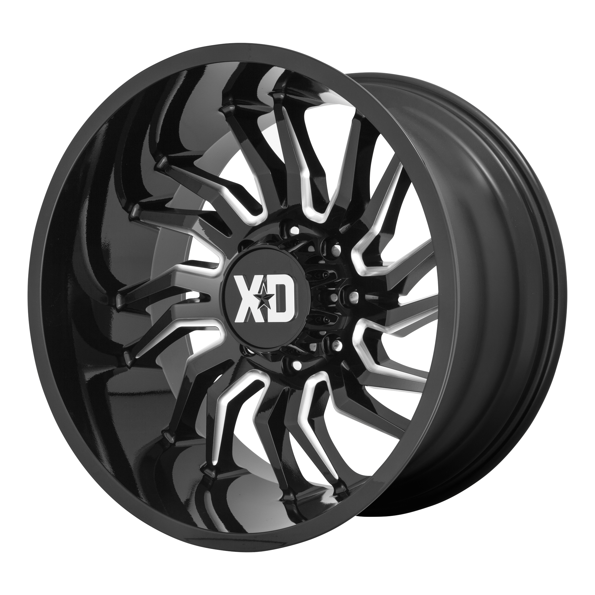 XD858 22x12 8x165.10 GLOSS BLACK MILLED (-44 mm) - Tires and Engine Performance