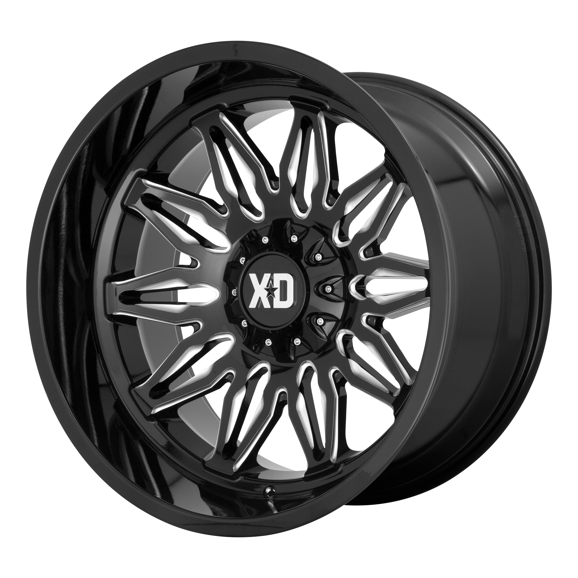 XD859 22x12 6x135.00/6x139.70 GLOSS BLACK MILLED (-44 mm) - Tires and Engine Performance