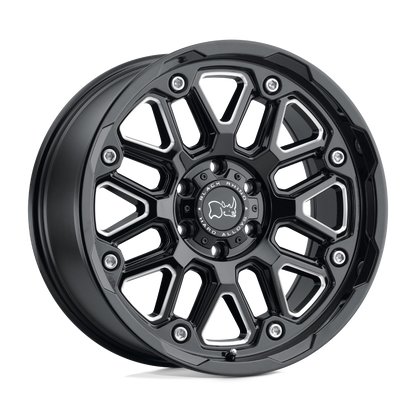 Black Rhino HOLLISTER 18X9.5 6 8X165.1/8X6.5 GLOSS BLACK W/ MILLED SPOKES
