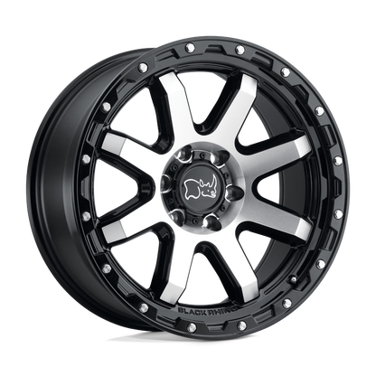 Black Rhino COYOTE 18X9 -18 8X165.1/8X6.5 GLOSS BLACK W/ MACHINED FACE & STAINLESS BOLTS