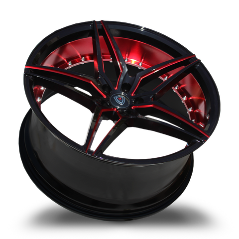 Marquee M3259 Front 20x9 ET 33 Back 20x10.5 ET 38 5x120 Gloss Black Red Milled/Red Inner