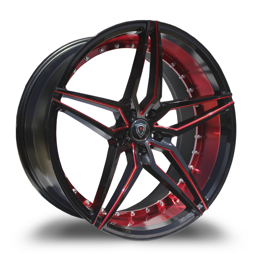 Marquee M3259 Front 20x9 ET 33 Back 20x10.5 ET 38 5x120 Gloss Black Red Milled/Red Inner - Tires and Engine Performance
