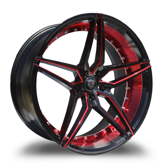 Marquee M3259 Front 20x9 ET 33 Back 20x10.5 ET 38 5x120 Gloss Black Red Milled/Red Inner - Tires and Engine Performance