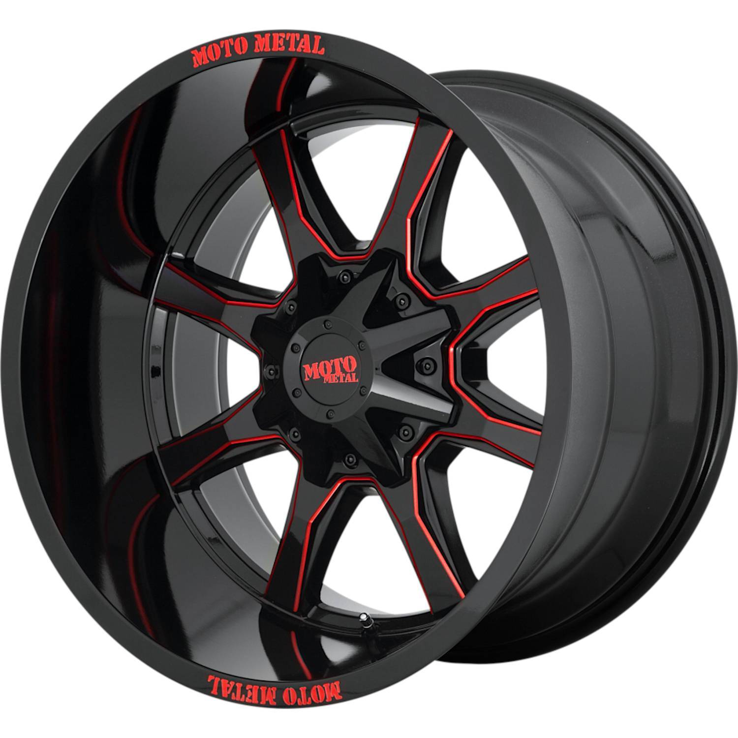 Moto Metal MO970 20x9 0 8x165.1 (8x6.5) Black with Milled Red - Tires and Engine Performance