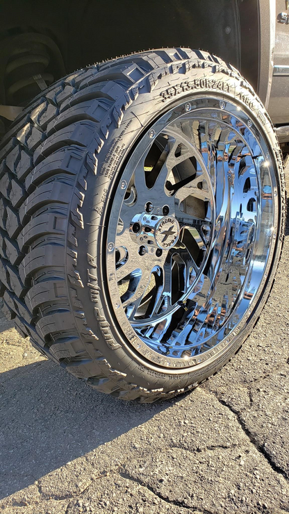 XF-8 24x14 -72 6x139.7 (6x5.5) Chrome With 37X13.50R24 AMP MT Packages - Tires and Engine Performance