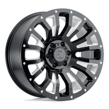 Black Rhino PINATUBO 17X9.5 -18 8X165.1/8X6.5 GLOSS BLACK W/ MILLED INSIDE WINDOW