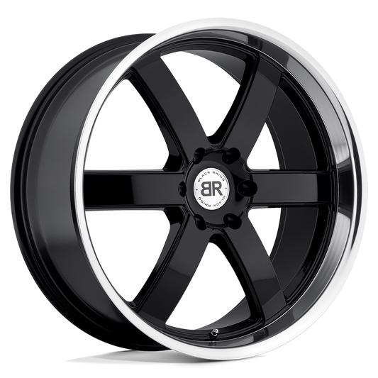 BLACK RHINO PONDORA 20X8.5 18 6X114.3 GLOSS BLACK W/ MACHINE RING
