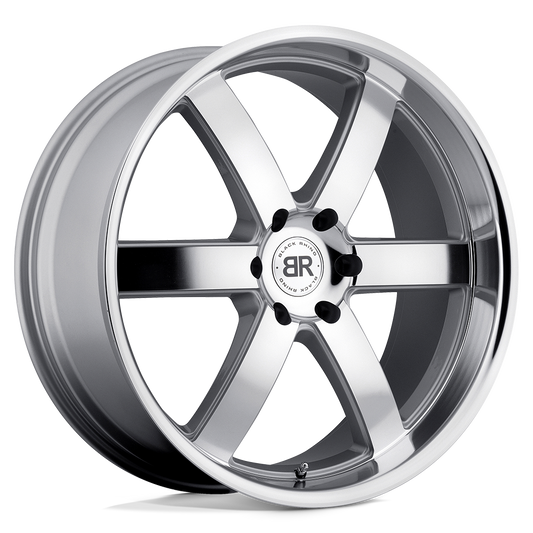 BLACK RHINO PONDORA 20X8.5 18 6X114.3 SILVER W/ MACHINE FACE & LIP