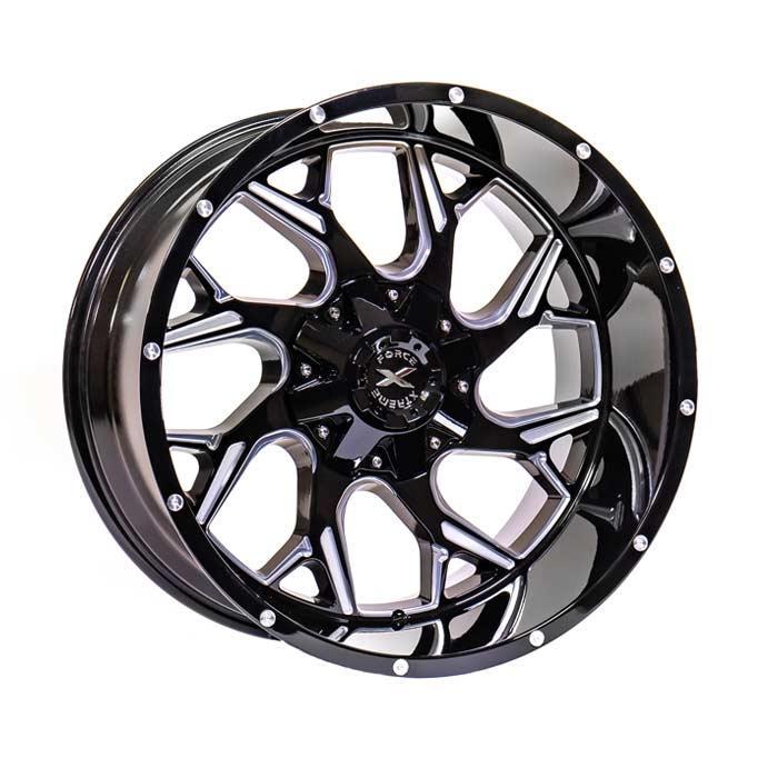 Xtreme Force Raptor 22x12 -51  6x139.7 (6x5.5)/6x135 Black and Milled - Tires and Engine Performance