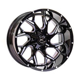 Xtreme Force Raptor 20x10 -25  8x165.1 (8x6.5) Black and Milled