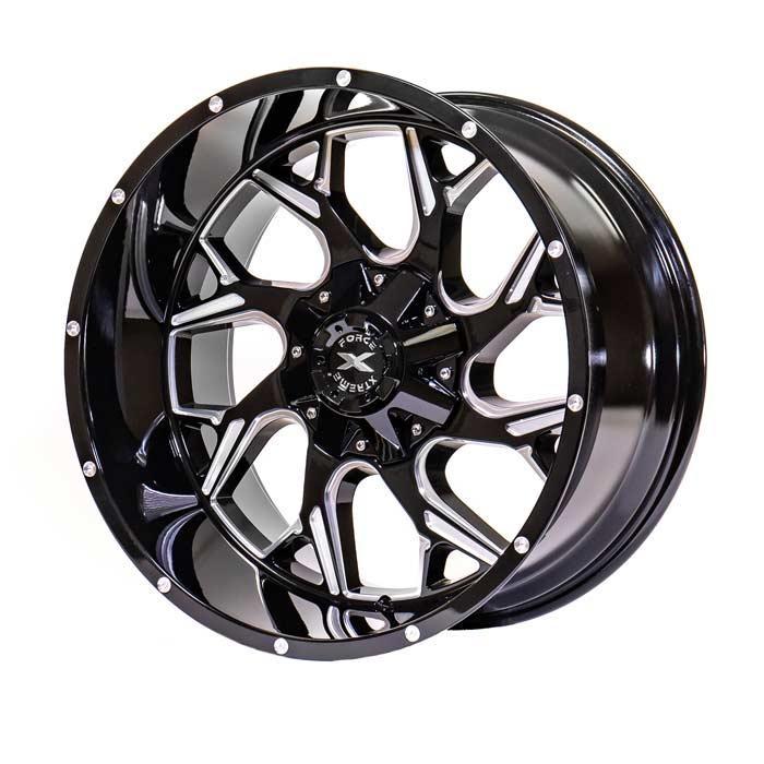 Xtreme Force Raptor 20x10 -25  8x165.1 (8x6.5) Black and Milled - Tires and Engine Performance