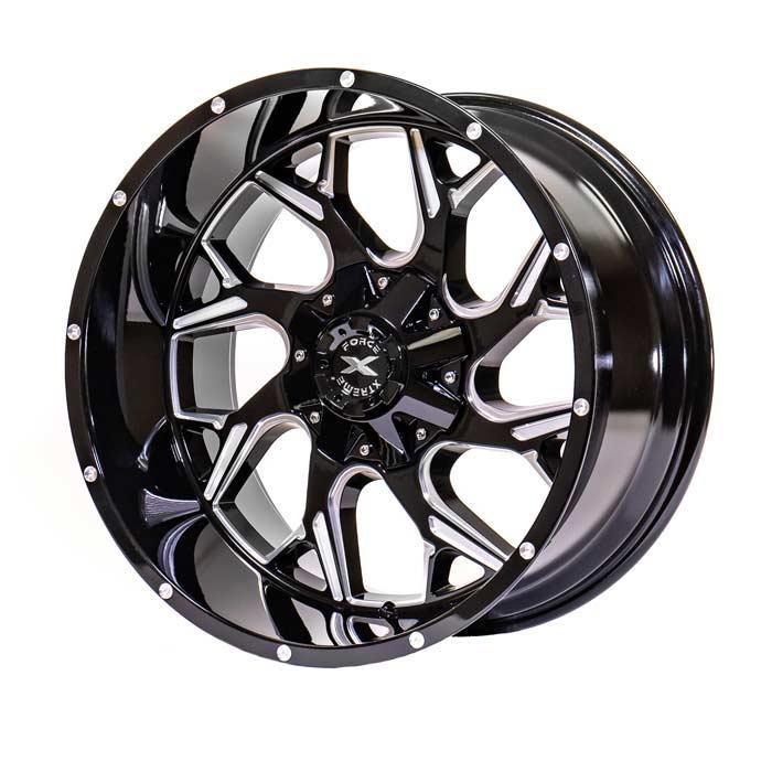Xtreme Force Raptor 20x10 -25  5X139.7 (5X5.5)/5x150 Black and Milled - Tires and Engine Performance