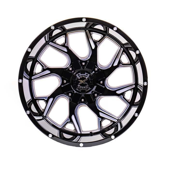 Xtreme Force Raptor 20x10 -25  8x165.1 (8x6.5) Black and Milled - Tires and Engine Performance