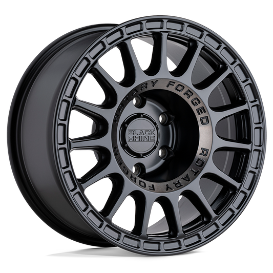 BLACK RHINO SANDSTORM 17X8 35 5X112 SEMI GLOSS BLACK W/ MACHINED DARK TINT RING