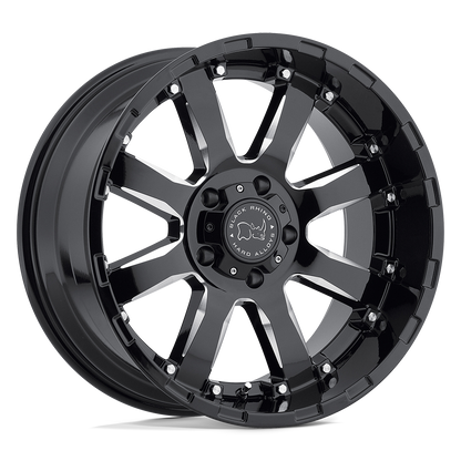 Black Rhino SIERRA 17X9 12 8X165.1/8X6.5 GLOSS BLACK W/ MILLED SPOKES