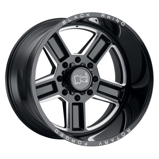 BLACK RHINO CANON 24X14 -76 6X139.7 GLOSS BLACK W/ MILLED SPOKES