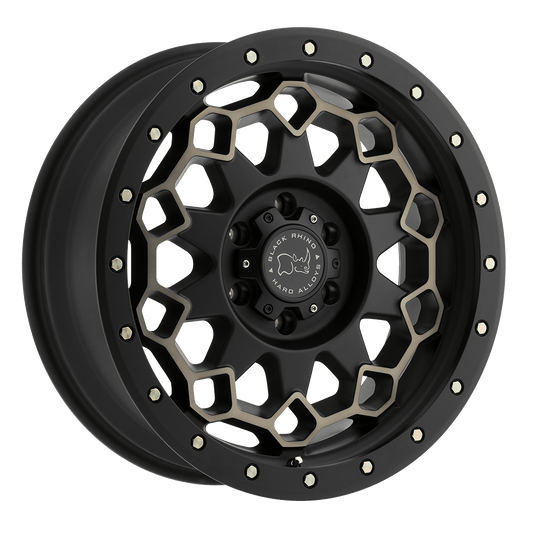 BLACK RHINO DIAMANTE 17X9 -12 6X139.7 MATTE BLACK W/ MACHINED FACE & DARK MATTE TINT