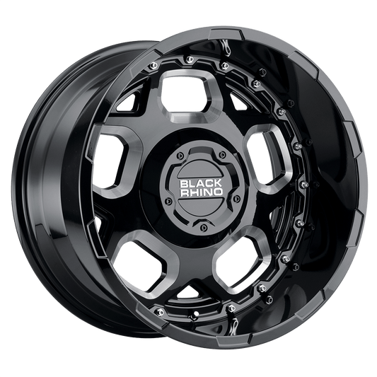 BLACK RHINO GUSSET 20X9.5 6 8X165.1 GLOSS BLACK W/ MILLED SPOKES