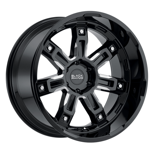BLACK RHINO LOCKER 20X11.5 -44 5X127 GLOSS BLACK W/ MILLED SPOKES