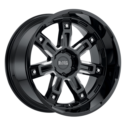 BLACK RHINO LOCKER 17X8 52 6X130 GLOSS BLACK W/ MILLED SPOKES