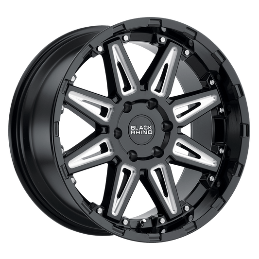 BLACK RHINO RUSH 20X9.5 0 5X139.7 GLOSS BLACK W/ MILLED SPOKES