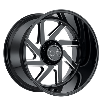 BLACK RHINO SWERVE 24X14 -76 8X180 GLOSS BLACK W/ DOUBLE MILLED SPOKES