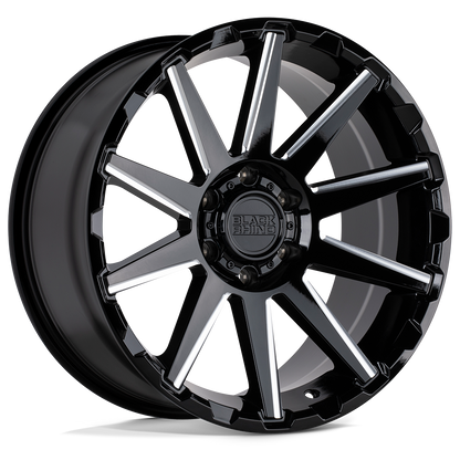 Black Rhino TYPHOON 20X9.5 12 6X135/6X135 GLOSS BLACK W/ MILLED SPOKES