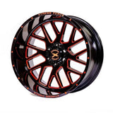 Xtreme Force XF-10 20x10 -25 5x127 (5x5)/5x139.7 (5x5.5) Gloss Black with Red Milled